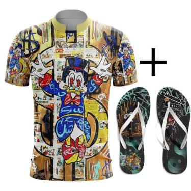 Imagem de Kit Combo Camisa Tio Patinhas Cifrão + Chinelo Da Quebrada, PP, Confor