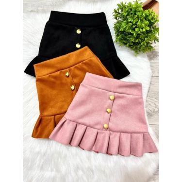Imagem de Saia De Suede babado Infantil Mini Diva Modinha Meninas blogueirinha -