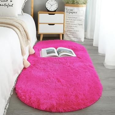 Imagem de Tapete Passadeira Oval Felpuda 2,00x0,75m para Quarto Sala Beira de Cama Macia(PINK)