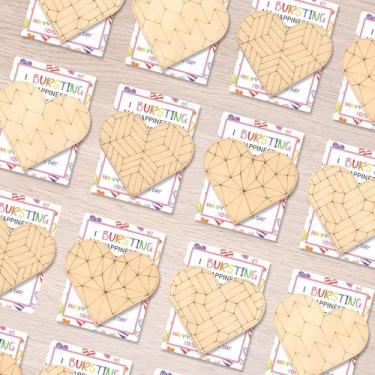 Imagem de KOYILTD Artesanato de madeira, cartões de dia dos namorados com conjunto de tinta aquarela, materiais de arte para sala de aula, meninos, meninas, presentes, trocas, lembrancinhas de festa dos