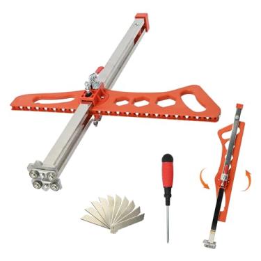 Imagem de Ferramenta de corte de drywall com 23 rodas, cortador de drywall dobrável, ferramenta de corte de drywall com posicionamento duplo/escala manual para corte de placa de gesso de 1,5 a 61 cm para