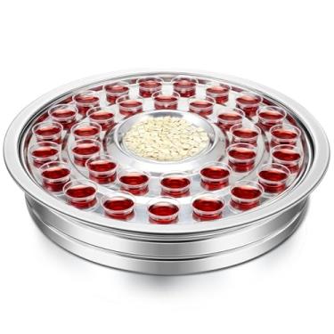 Imagem de LemonRoad Church Supplies Bandejas de comunhão prateadas com forro, conjunto de comunhão portátil de aço inoxidável de uma passagem, acabamento prata brilhante para igrejas, capelas, conjuntos de