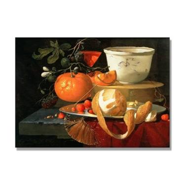 Imagem de NHLDZYH Decoração para cozinha - quadro vintage de ainda vida com frutas - réplica de óleo em tela - estilo campestre e aconchegante. B25. 80 x 112 cm. Apenas tela
