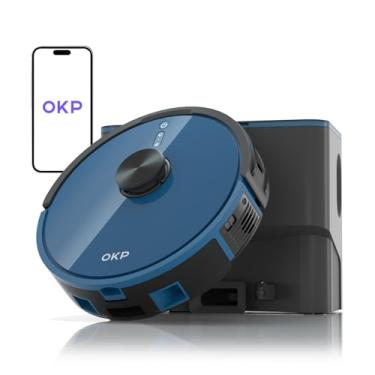 Imagem de OKP Estação de autoesvaziamento a vácuo robô L3 para 60 dias, navegação LiDAR, sucção de 200 min, 4000 pa, WiFi/aplicativo 2,4 G/controle Alexa, aspirador robótico para pelos de animais de estimação