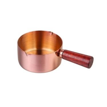 Imagem de Copo para molho de bife com alça, molho de salada de tomate, cabo de madeira, copo de molho ocidental de aço inoxidável, jarra de leite (grande)