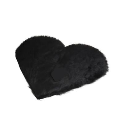 Imagem de 30 x 40 cm tamanho pequeno em forma de coração tapete fofo tapete sofá almofada sala de estar quarto tapetes decorativos (preto)