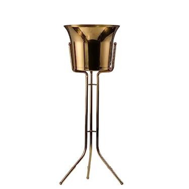 Imagem de Balde de gelo de aço inoxidável para vinho com suporte de balde de aço, refrigerador de vinho no suporte, utensílios de cozinha e bar, acessórios de barware, vinho, cerveja, champanhe (ouro)