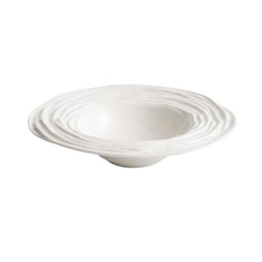 Imagem de Prato de chapéu de palha grande branco padrão onda cerâmica prato vegetal aprofundamento prato sopa hotel ambiente sensação talheres prato jantar (26,4 cm)