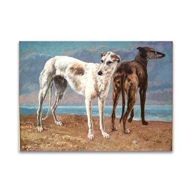 Imagem de Gustave Courbet Reprodução de pinturas famosas - (The Greyhounds) Impressão em tela Imagens de arte de parede para decoração de sala de estar (40 x 56 cm (15,8 x 22,0 pol)/sem moldura)