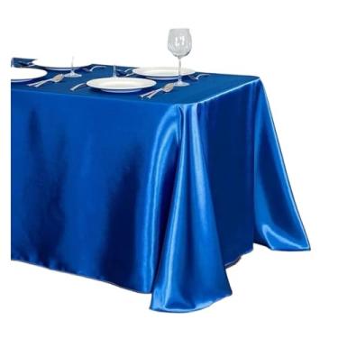 Imagem de Toalha de mesa de cetim de cor sólida, sobreposição de toalha de mesa, aniversário, casamento, banquete, restaurante, festival, festa (azul, 145 x 200 cm)