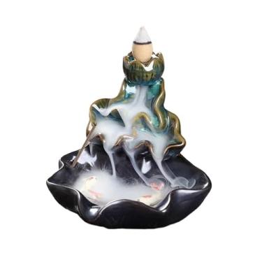 Imagem de Queimador de incenso de refluxo difusor de aroma acessórios de decoração doméstica, suporte de incenso de refluxo de cachoeira (azul)