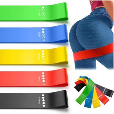 Imagem de Kit 5Mini Band Faixas Elásticas Treinamento Funcional em Látex  Exercí