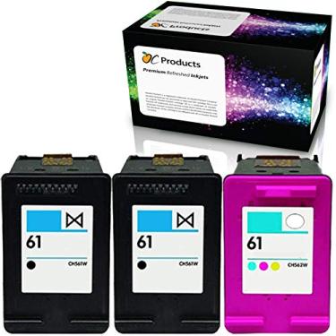 Imagem de OCProducts Cartucho de tinta recarregado de substituição para HP 61 para impressoras Envy 4500 5530 Deskjet 1010 3050 2540 2050 Officejet 2620 (2 pretos 1 cor)