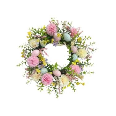 Imagem de Baoblaze Guirlanda de Páscoa decorativa para pendurar na porta de entrada, guirlanda artificial para casa de campo, janela, ou parede, estilo festival.