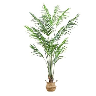 Imagem de SLGGPJBU Plantas falsas planta artificial grande palmeira artificial com vaso planta falsa folha de plástico tropical para casa jardim sala de estar decoração plantas artificiais interior ao ar livre