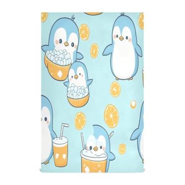Imagem de xigua Conjunto de 1 panos de prato de cozinha Blue Penguins, macios e altamente absorventes de secagem rápida para limpeza de pratos e limpeza manual, 71 x 45 cm