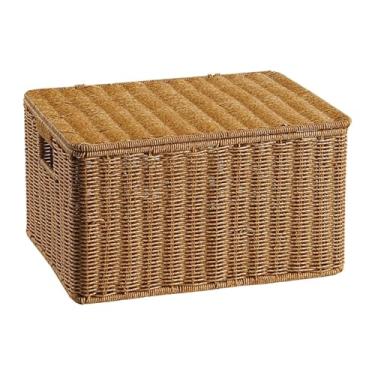 Imagem de FytStycale Cesto organizador com tampa, recipiente para guardar diversos itens, ideal para mesa, quarto, despensa, de cozinha ou escrivaninha, L