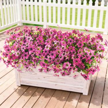 Imagem de Hommyea Flores artificiais falsas para atividades ao ar livre, 12 pacotes de flores de seda sintética, decoração de primavera, plantas artificiais falsas, flores plásticas, resistentes a UV, não