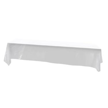 Imagem de Cosiki Toalha de Mesa Retangular 100% Poliéster Resistente a Rugas para Festa de Casamento Banquete 145x320cm (Branco)