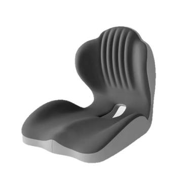 Imagem de LizhSynergy Almofada ergonômica de espuma viscoelástica com suporte lombar, corretor de postura para cadeira de escritório (cinza duplo)