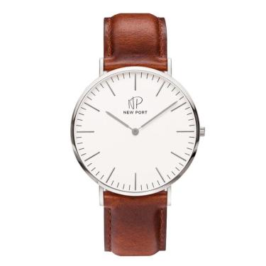 Imagem de Relógio Masculino Pulseira De Couro Marrom Analógico Minimalista 40mm-Masculino