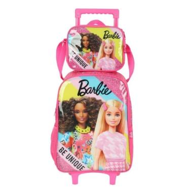Imagem de Kit Mochila com Rodinha mala escolar Infantil + Lancheira Menina Barbie-Feminino