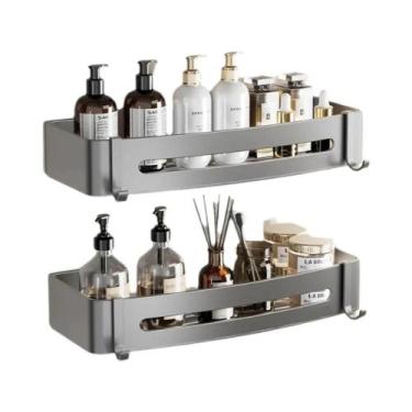 Imagem de Organizador De Prateleira De Banheiro Montado Na Parede Sem Furos, Sup