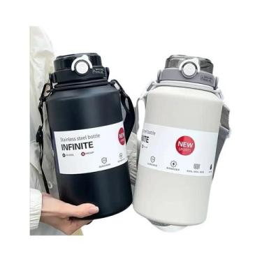 Imagem de Copo Térmico Grande De Aço Inoxidável 2L Com Alça, Garrafa De Água Esp