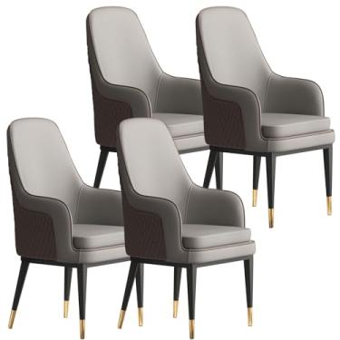 Imagem de RROUAN Conjunto de 4 cadeiras estofadas para sala de jantar vintage, cadeiras de sala de jantar modernas de meados do século, conjunto de jantar estofado com pernas douradas para cozinha, sala de