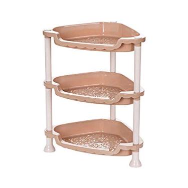 Imagem de Prateleira de canto organizador de 3 níveis para decoração de casa para sala de estar, quarto, banheiro, cozinha (Cor: A)(A) (C)