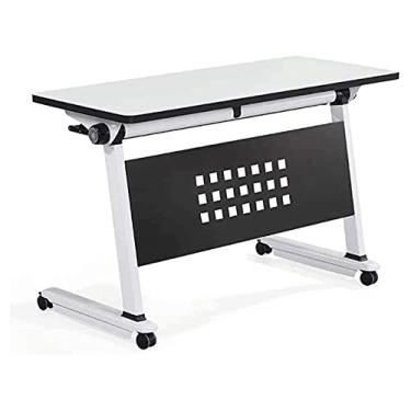 Imagem de Mesa de treinamento de mesa de computador multifuncional dobrável mesa de conferência de escritório material de metal (120 40 75 cm)