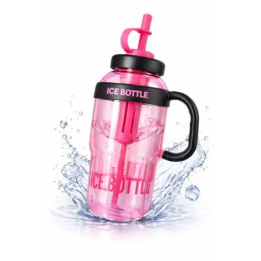 Imagem de Garrafa Esportiva 1,3 L com Canudo, Copo de Água Grande Capacidade, Polipropileno BPA Free, Tampa Antivazamento, Ideal para Academia, Trabalho, Escola e Atividades ao Ar Livre (Rosa com Preto)