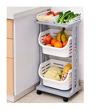 Imagem de carrinho de armazenamento de cozinha carrinho de cozinha prateleira de cozinha prateleira de armazenamento de carrinho de banheiro multicamadas cozinha cesta de vegetais carrinho móvel prateleira de