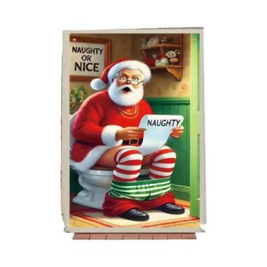 Imagem de Banner De Porta 2D Engraçado Do Papai Noel, Decoração De Banheiro Para