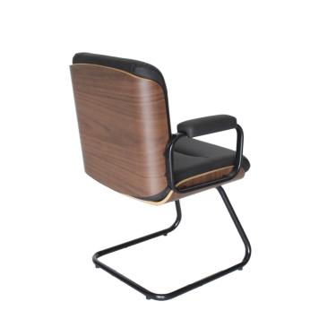 Imagem de Poltrona Eames Diretor Fixa Linha Capa em Madeira Preto