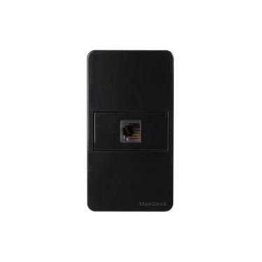 Imagem de Placa Para Condulete Caixa 3/4" Com Tomada Para Telefone Margirius Sleek Rj11 4 Fios Preto Ebony Preto