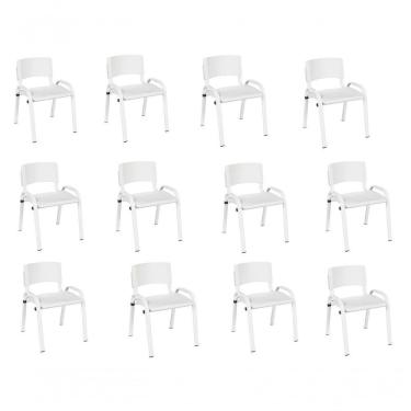 Imagem de Kit 12 Cadeira Iso Infantil Creche, Escola Base Branco Branco