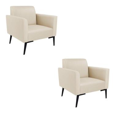 Imagem de Kit 2 Poltronas Pés Villach Marisa Corino Bege D03 - D'rossi