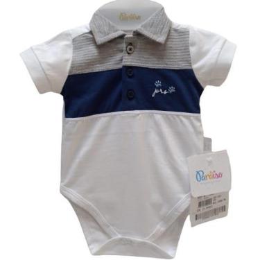 Imagem de Body Curto Luxo Bebê Menino Bordado Verão Polo Paraiso 13996-Masculino