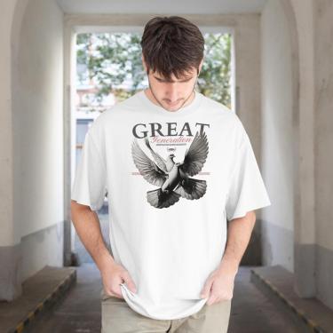 Imagem de Camiseta Masculina Básica Manga Curta Estampada Moderna Malha Algodão Ajustável do P ao G1-Masculino