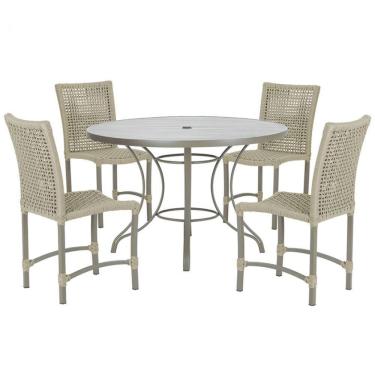 Imagem de Mesa Ascoli 4 Cadeiras Cannes De Alumínio Fendi Trama Rami