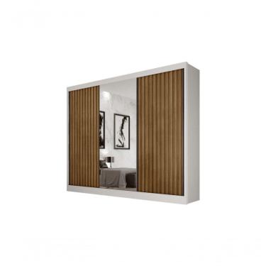 Imagem de Guarda Roupa Casal Ripado Com Espelho 3 Portas 8 Gavetas - Royale-branco - Móveis Horizonte