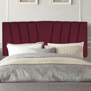 Imagem de Painel Cabeceira Estofada Bélgica 160cm Cama Box Queen Suede Bordo- Mabe Magazine