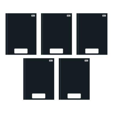 Imagem de Kit com 5 Cadernos de Brochura Pepper Preto com 80 Folhas Pautadas Peq