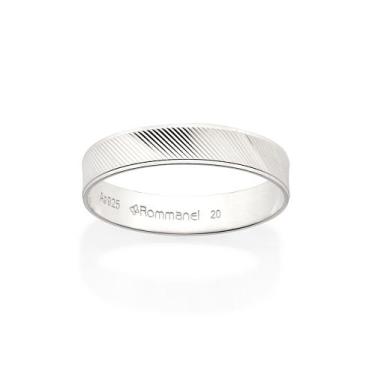 Imagem de Alianca De 4,0 Mm Trabalhado Com Riscos. Tamanho:20Cor:Prata - Rommane