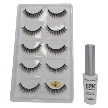 Imagem de Kit Macrilan Cola Cílios Postiços+cílios 3d 5 Pares X01