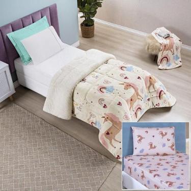 Imagem de Kit Coberdrom + Jogo De Cama Bouti Kids Solteiro 03 Peças 100% Poliést