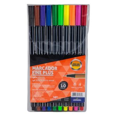 Imagem de Caneta Hidrografica Fine Plus 10 Cores Jocar - Jocar Office