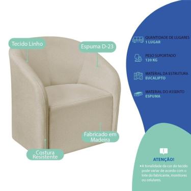 Imagem de Kit Sofá Curvo França 180cm L.e E Poltrona Luiza Max Conforto, Elegância E Design Moderno Linho Bege