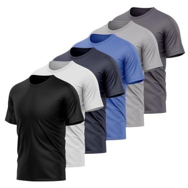 Imagem de Kit 6 Camisetas Masculina Dry Manga Curta Proteção UV Slim Fit Básica Academia Treino Fitness-Masculino